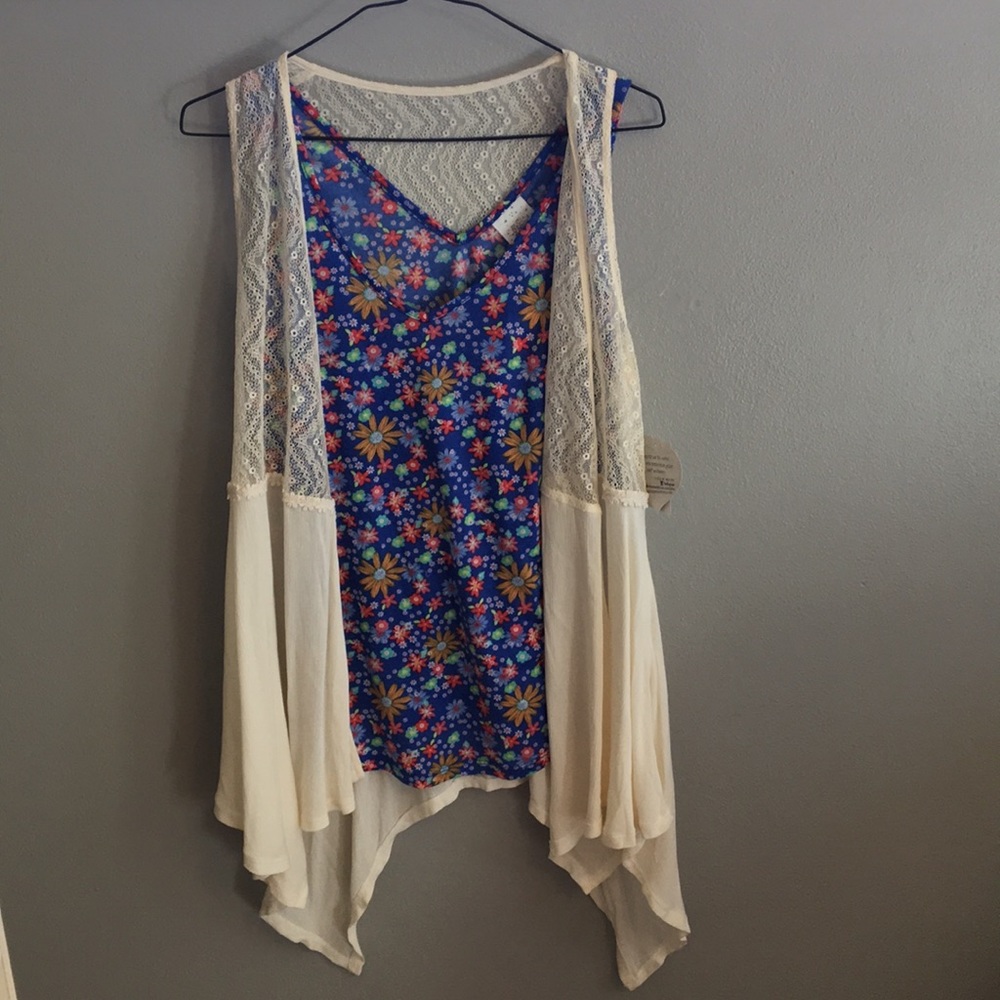 Floral Tank With Lace Top “Vest”